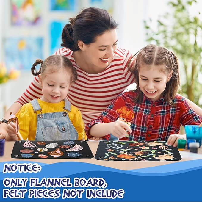 4 Pieces Felt Board for Toddlers Classroom Flannel Board Stories for Preschool Homeschooling, Kids Felt Story Activity Wall Hanging Children Birthday Gifts, 11.8 x 15.75 Inch (Black)