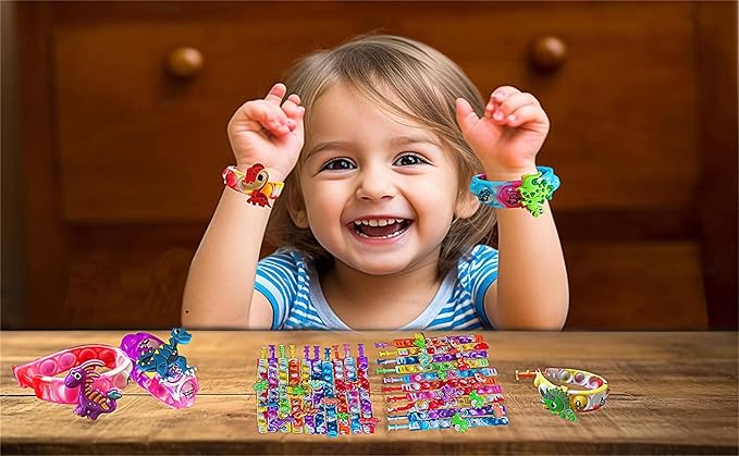 20 Packs Bulk Dinosaur Fidget Bracelet for Kids Boys Girls,Classroom Birthday Activity Party Favors Prizes