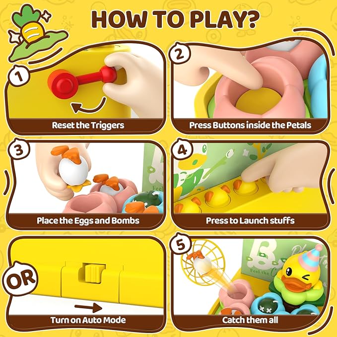 B.Duck Games Bounce and Catch Toys for Kids 3-5, Toddler Board Games,Christmas Birthday Gifts for Kids 4-6,Duck Toddler Games for 5-7 Boys and Girls