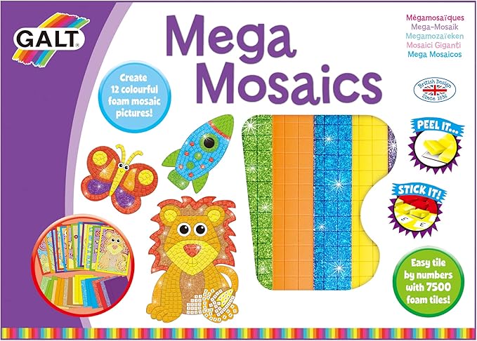 Galt Toys, Mega Mosaics, Kids' Craft Kits, Muliti Foam Pictures, Ages 5 Years Plus