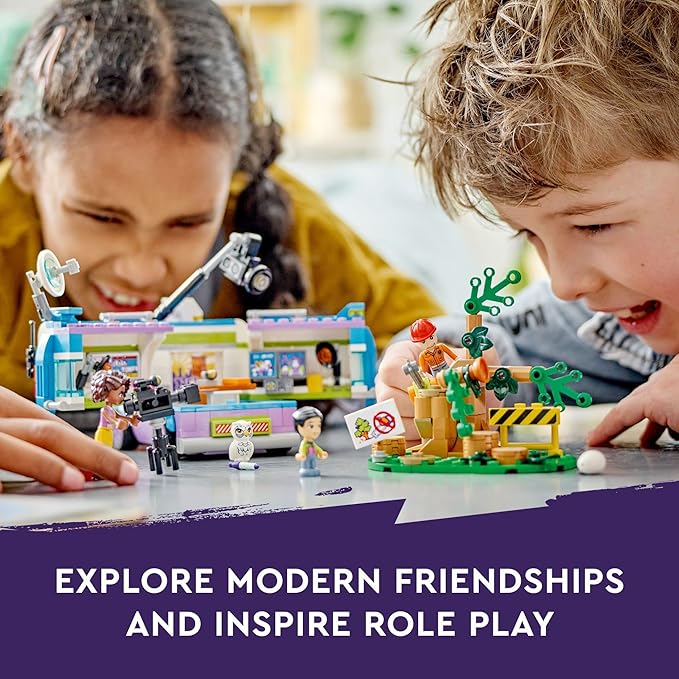 LEGO Friends Newsroom Van 41749 Building Toy Set, Creative Fun for Ages 6+, Includes Accessories So Kids Can Pretend to Film and Report The News, A Fun Birthday Gift for Kids Who Love Role Play