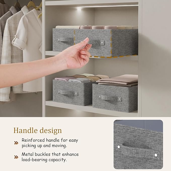 Collapsible Storage Bins, Fabric Organizer Baskets, Cube Boxes for Organizing Home, Office and Closet, Grey, 3 Pack, 13.0x9.0x5.5in