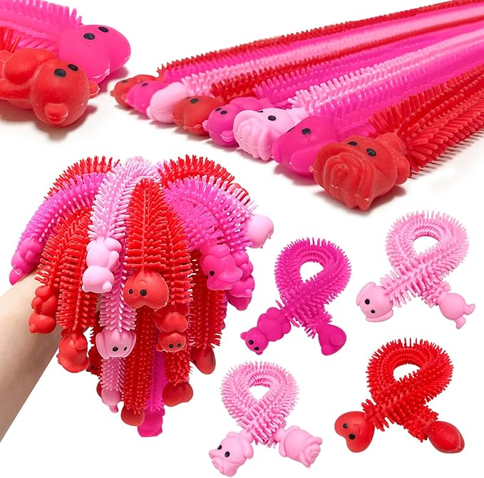 36Pcs Valentine Day's Stretchy Fidget Toy, Sensory Fidgets Toys,Autism Toys Great for Kids Children Adults Stress Relief Party Favors,Valentine's Day Cards Gift