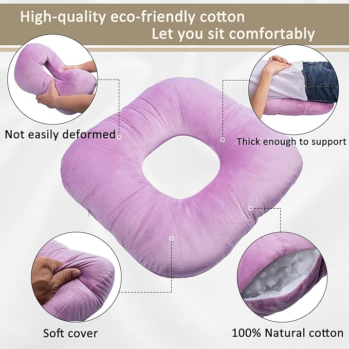Donut Pillow for Tailbone Pain Relief, Wheelchair Cushion for Hemorrhoids and Bed Sores, Pregnancy, Donut Pillow Suitable for Office, Long Travel, Car and Home Sofa