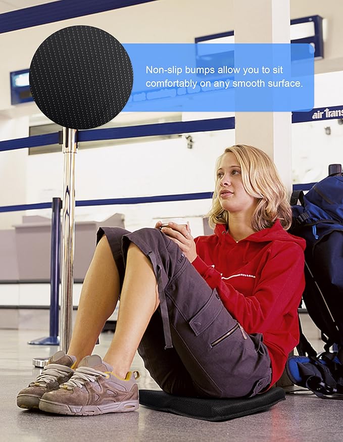 Airplane Seat Cushion Portable Travel Cushion for Comfort Foldable Stadium Pad with Breathable Fabric Seat Pad Perfect for Long Flights, Office, Bleacher, Camping