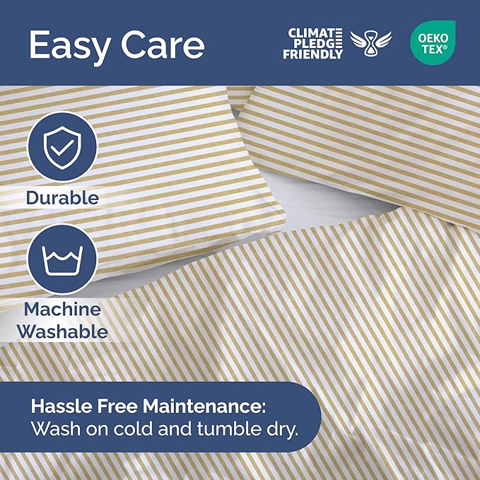 Duvet Cover Twin/Twin XL Size Set - Extra Soft Duvet Cover 68 x 90 with 1 Pillow Sham - Hotel Luxury, Easy Care & Fade Free w/ Zipper Closures & Ties - Comfy, Breathable Bedding Set (Beige Stripes 2)