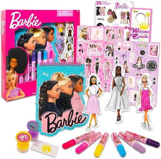 Barbie Art Set for Girls - Bundle with Barbie Arts and Crafts Supplies with Notebook, Stickers, Coloring Utensils, More for Kids | Barbie Art & Craft Kit
