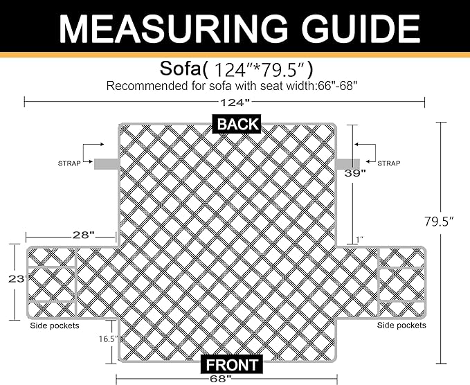 CHHKON Sofa Cover 100% Waterproof Non-Slip Quilted Furniture Protector Sofa Slipcover for Children, Pets for Leather Couch (Dark Grey, 68")