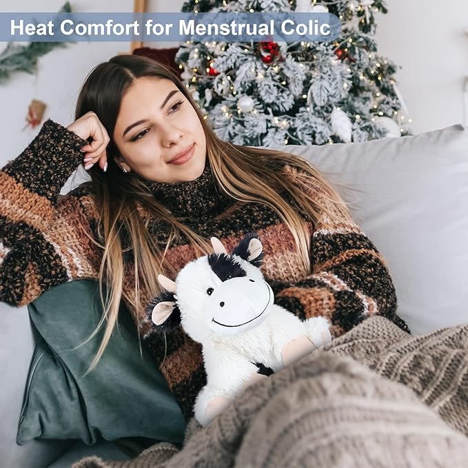 Heatable & Coolable Cow Stuffed Animal, Heated Stuffed Animals Heating Pad for Soothing & Relaxation, Lavender Scent Cow Plush for Stress Discomfort, Cows Gift for Kid & Aldult, Dairy Cattle