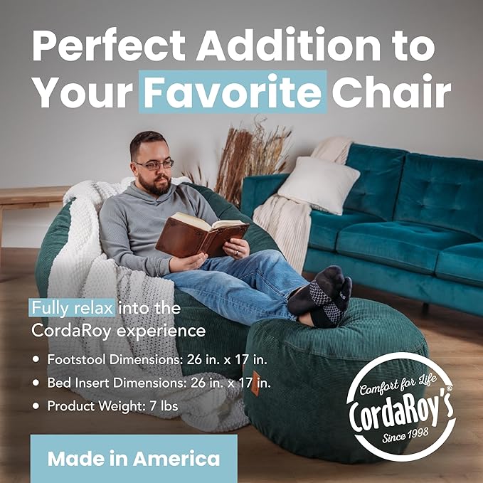 CordaRoy's Corduroy Bean Bag Pouf Footstool, Rainforest