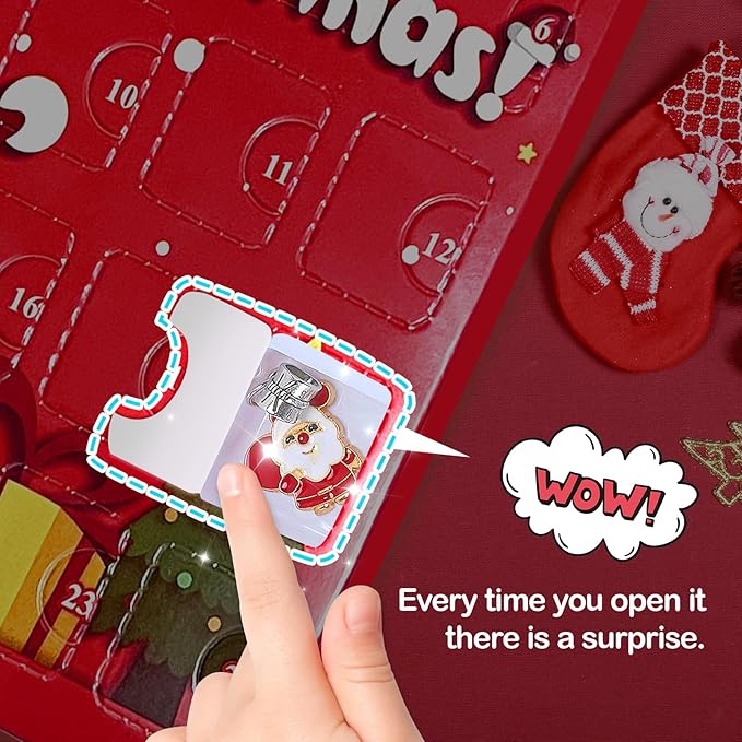 Christmas Advent Calendar 2024 Girls, 24 Days Xmas Countdown Calendar Jewelry Bracelet Set, DIY Charm Bracelet Making Kit Gift for Girls Kids Teens