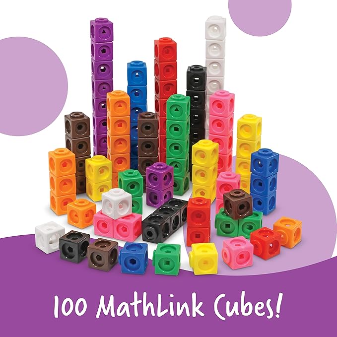 Learning Resources MathLink Cubes Elementary Math Activity Set - 115 Pieces, Ages 7+ Math Manipulative Cubes, Math Games for Kids, Math Counters
