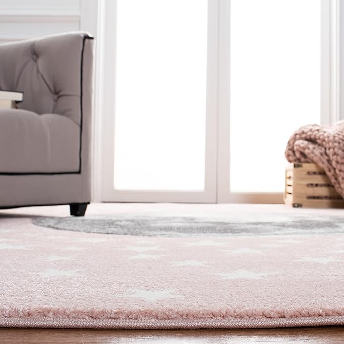 SAFAVIEH Carousel Kids Collection Runner Rug - 2' x 8', Pink & Grey, Non-Shedding & Easy Care, Ideal for High Traffic Areas for Boys & Girls in Playroom, Nursery, Bedroom (CRK135U)