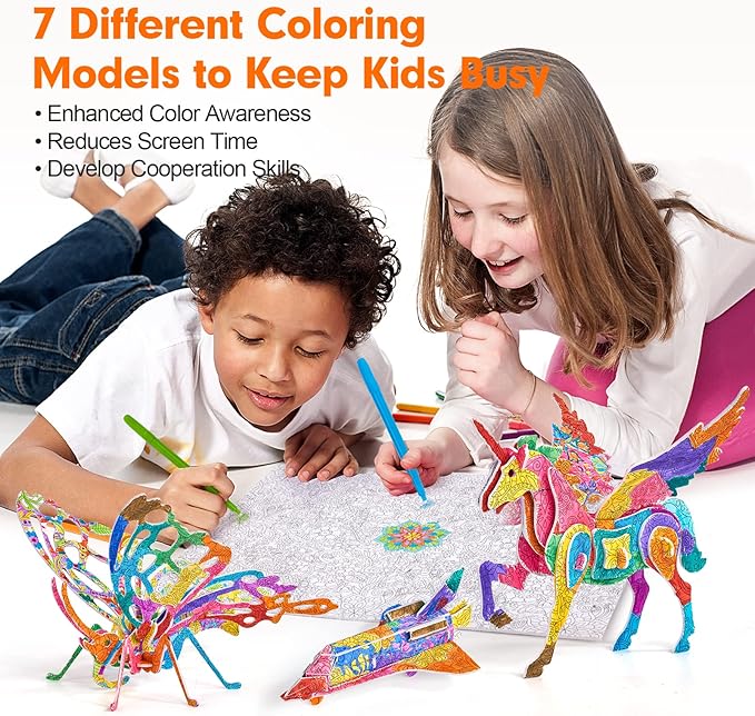 CubicFun Arts Crafts for Kids Ages 6-8-12, 7 Sets Mandala 3D Coloring Puzzles, Art Supplies for Kids 9-12 DIY 3D Puzzles for Kids Ages 3-5 4-8, Crafts for Girls Ages 6-8-12