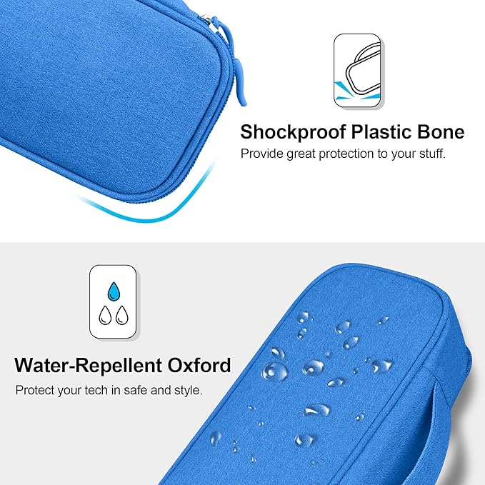 Lacdo Electronic Organizer Travel Cable Organizer Bag Pouch Tech Electronic Accessories Carry Case Portable Double Layers Charger Case for Cable, Cords, Charger, Earphone, Power Bank, Blue