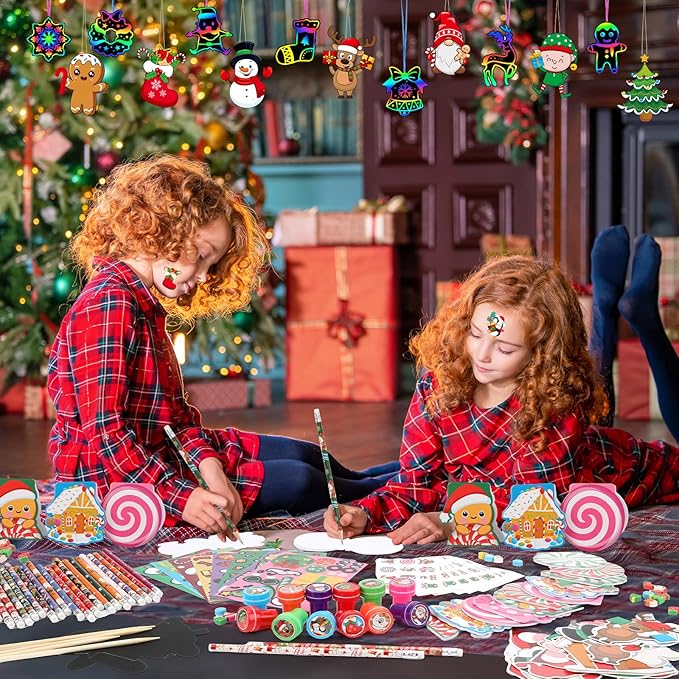 BenLouis Christmas School Stationery Set Party Favors Xmas Classroom Gift Prizes Bulk for Students Kids Holiday Stockings Pinata Filler Christmas School Goodie Bag Stuffers Decor（12set Gingerbread）