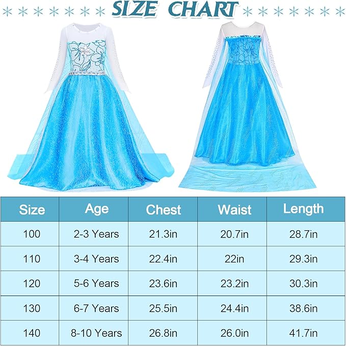 G.C Girls Light Up Elsa Dress Costume Toddler Princess Dress Up with Cape Kids Elsa Wig Crown Toys Halloween Cosplay