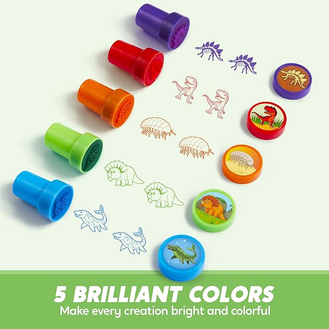 JOYIN 50PCS Dinosaur Stamps for Kids, 50 Different Designs, Fossils, Sea Dinosaurs, Stamps for Dinosaur Party Favor Bags, Easter Egg Stuffers, Halloween, Christmas, Birthday Gift