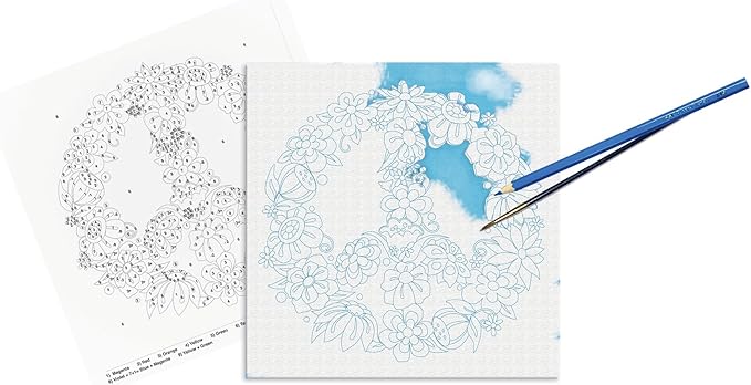 Faber-Castell Paint By Number Peace Kit - Watercolor Paint by Number for Kids