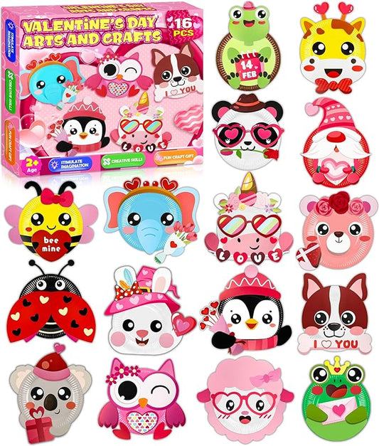 16 Pack Arts and Crafts for Kids, Toddler Crafts Animal Paper Plate Art Kit Gift for 3 4 5 6 Year Old Boys Girls DIY Kids Crafts for Birthday Party Favor Preschool Classroom Party Games