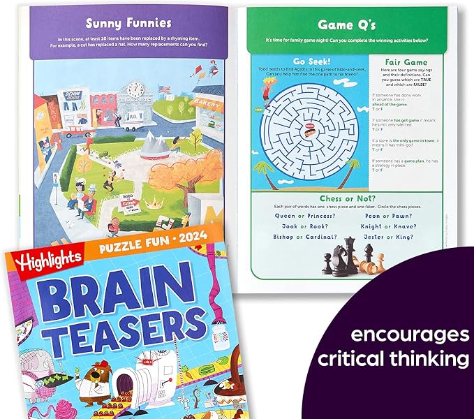 Highlights Puzzle Fun 2024 Puzzle Books for Kids Ages 6 and Up, 4-Book Set of Brain Teasers, Mazes, Word Puzzles and More Travel-Friendly Screen Free Brain-Boosting Activities