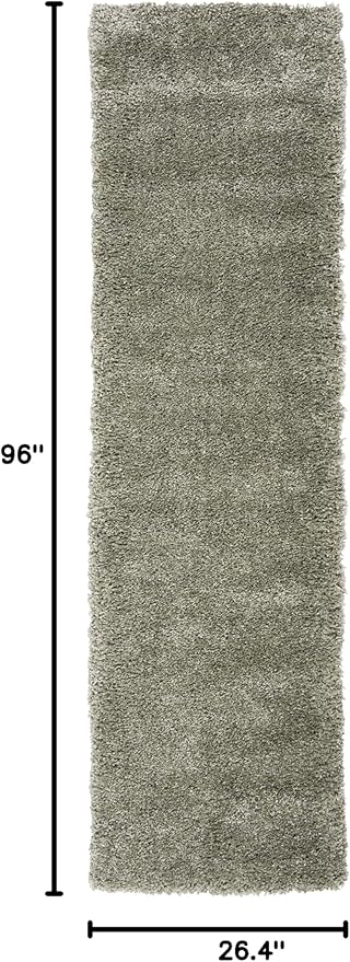 SAFAVIEH Royal Shag Collection Runner Rug - 2'2" x 8', Green, Non-Shedding & Easy Care, 2-inch Thick Ideal for High Traffic Areas in Living Room, Bedroom (RYG115Y)