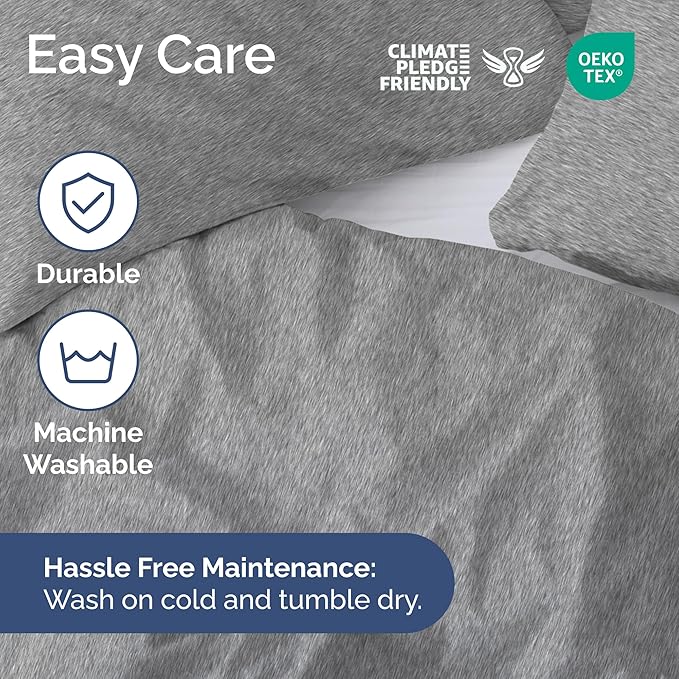 CGK Unlimited Duvet Cover Twin/Twin XL Size Set - Extra Soft Duvet Cover 68 x 90 with 1 Pillow Sham - Hotel Quality, Fade Free w/Zipper Closures & Ties - Bedding and Bed Linens Set (Heathered Grey)