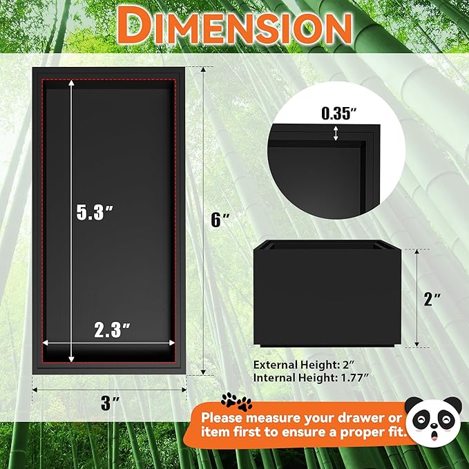 Lixple Bamboo Drawer Organizer, Small Silverware for Kitchen Drawer, Stackable Utensil Organizer, 2 Pcs Flatware Organizer, Wooden Storage Box Tray (Black, 6 X 3 X 2 Inch)