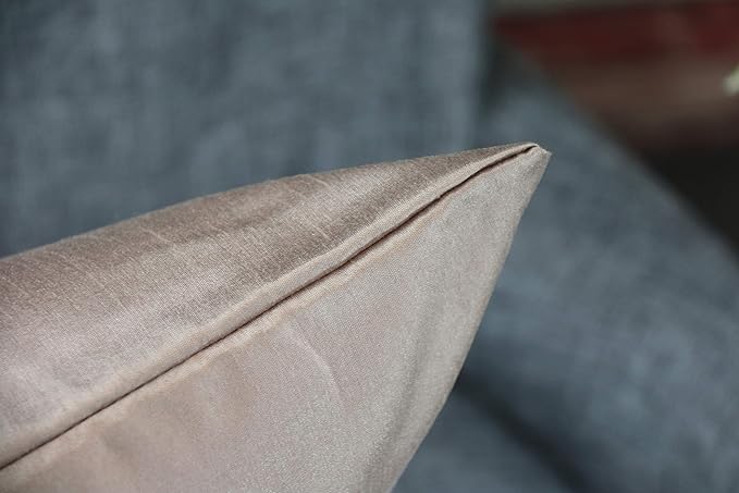 Aiking Home 12x18 Inches Faux Silk Rectangular Throw Pillow Cover, Zipper Closure, Sand (Set of 2)
