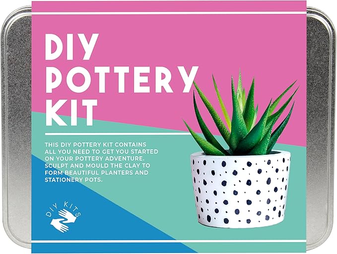 Gift Republic Pottery Kit Beginners Pottery Craft Set Clay Pottery Gift Fun Home Made Craft Project Kids Teens Adults Sculpting Tool Set Gift Tin