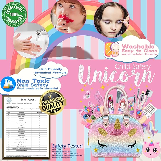 Kids Makeup Kit for Girl - Washable Non-Toxic Kid Make Up Toys, Makeup Set for Toddlers, Children Princess Little Girls Play Makeup, Christmas Birthday Gifts for 4 5 6 7 8 9 10 Year Old Girls