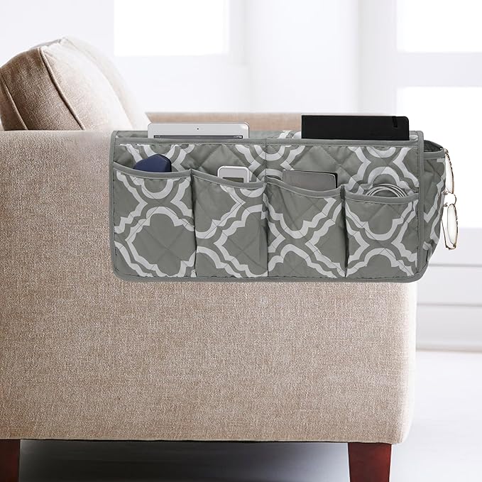 Armchair Caddy,Non Slip Sofa Armrest Organizer, Couch Armrest Remote Control Holder,Waterproof Recliner Arm Caddy with 14 Pockets for Cell Phone TV Remote Control