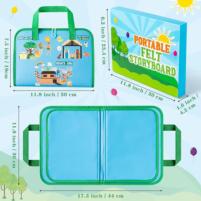 WATINC Portable Board Felt Board Stories Set - 6pack Learning Story Board Gift, Early Educational Travel Storytelling Interactive Play Kit for School Classroom Kids Toddlers (Bible Religious Story)