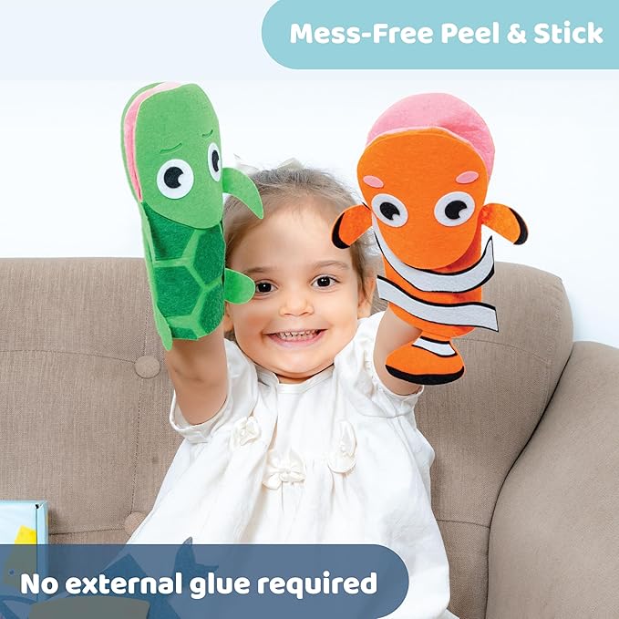 jackinthebox Hand Puppet Making Kit - 6 Sea Animals Felt Puppet Craft Kit for Kids, Creative DIY Arts & Crafts Kit Make Your Own Puppets for Storytelling Role Play, Great Craft Gifts for Kids Ages 4-8