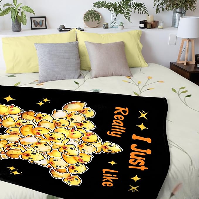 Costom Name Just Really Like Ducks Adult duck Blanket Kids Funny Blanket Suitable for Bedroom bed sofa Crib Couch Chair outdoor All Season Items That Yellow Duck Lovers Will Love 50"x40"for Kid