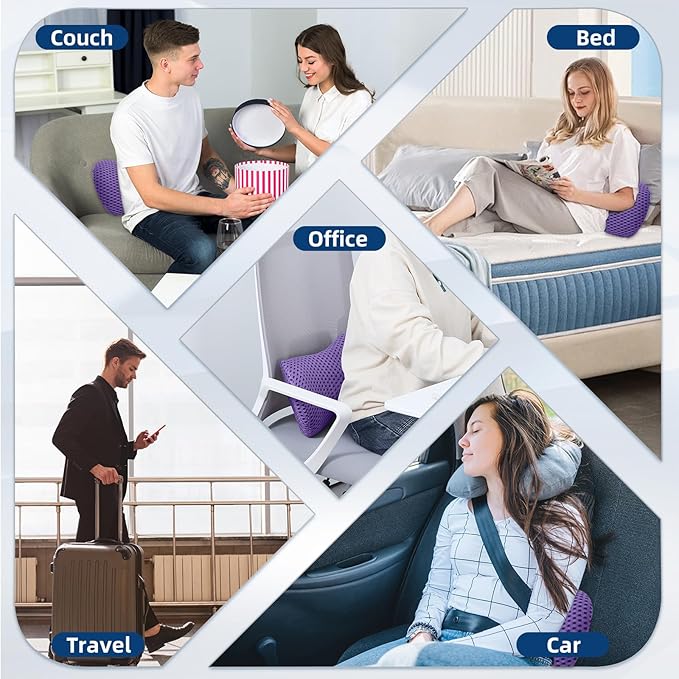 Lumbar Pillow, Memory Foam Lumbar Support Pillow for Office Chair and Car Seat, Ergonomic Streamline Back Pillow for Lower Back Pain Relief, Back Support Pillow for Sitting, Driving, Traveling