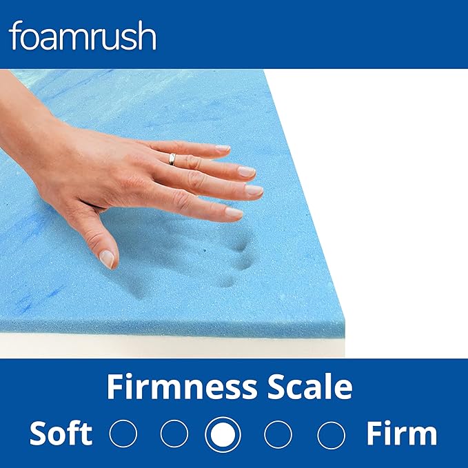 FoamRush 10" x 26" x 26" Gel Memory Foam Upholstery Square Cushion Medium Firm (Chair Cushion, Square Foam Dining Chairs, Couch, Sofa, Wheelchair Seat Cushion Replacement, Foam Rubber Padding)