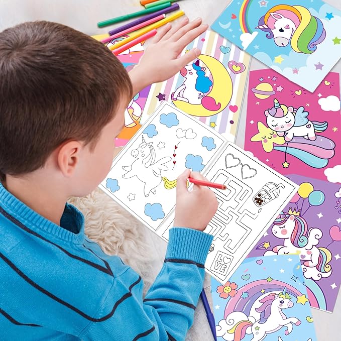24Pcs Magic Horse Mini Coloring Books for Kids Party Favors Bulk Gift Small Art Unicorm Drawing Activity Book for Birthday Goodie Bags Stuffer Filler Holiday Kindergarten School Classroom Supplies