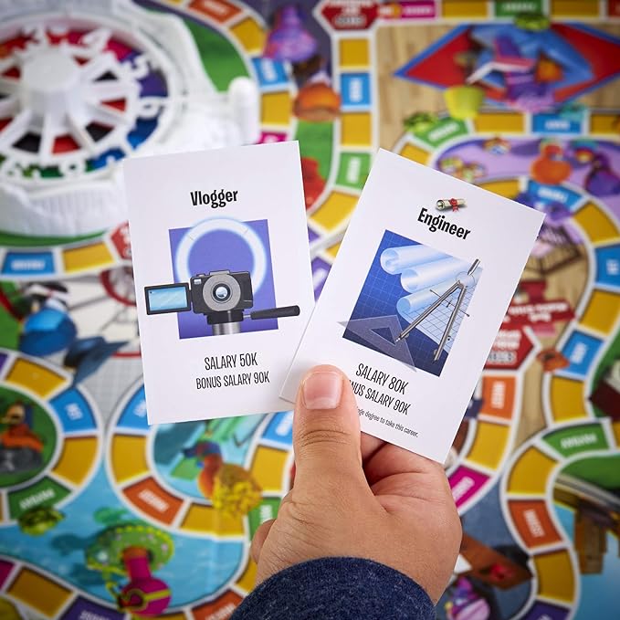 Hasbro Gaming The Game of Life Game, Family Board Game for 2-4 Players, Indoor Game for Kids Ages 8 and Up, Pegs Come in 6 Colors