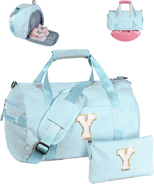 8 Year Old Girl Birthday Gifts, Girls Gym Bag, Kids Personalized Dance Bags with Shoe Compartment, Customized Travel Duffle with Toiletry Bag, Gift for Grandkids (Letter Y)