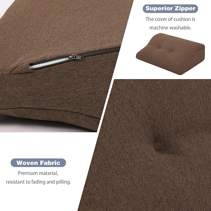 baibu Lumbar Support Pillow for Recliner, Large Memory Foam Dual-Layer Patent Design Back Support Cushion for Sofa & Gaming Chair, Ergonomic Lumbar Pillow with Machine Washable Cover, Brown