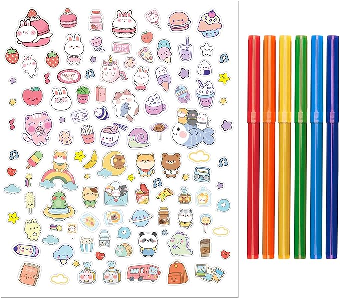 Kaleidoscope: Kawaii Wonderland Coloring & Activity Set - Carrier Functions As A Lap Desk, Kawaii Themed Book & Case, 100+ Stickers, Kids Ages 3+