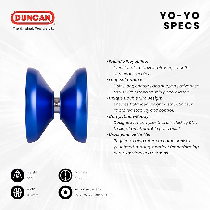 Duncan Toys Windrunner Yo-Yo [Red] - Unresponsive Pro Level Aluminum Yo-Yo with Double Rim, Concave Bearing, SG Sticker Response