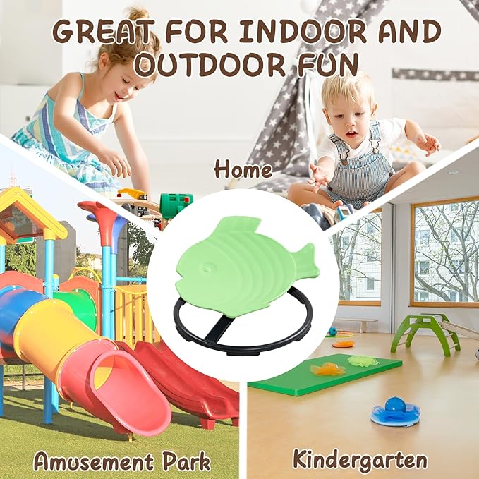 Kids Swivel Chair, Sensory Toy Chair for Kids, Spinning Chair Wobble Chair Kids Balance Toys & Games Balance Physical Therapy Equipment, Autism ADHD Chairs Indoor Outdoor Play Equipment Green
