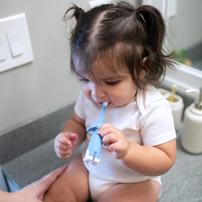 Dr. Brown's Infant-to-Toddler Training Toothbrush, Soft for Baby's First Teeth, Blue Elephant, 0-3 Years