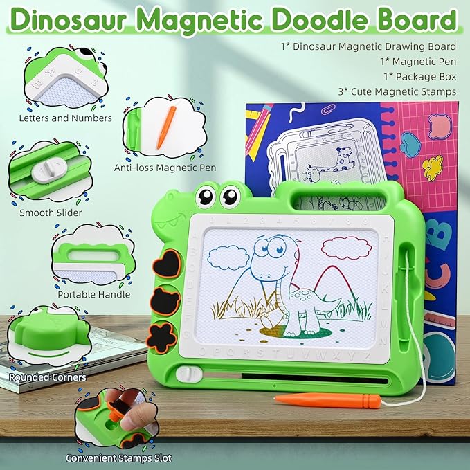 AiTuiTui Magnetic Drawing Board Toddler Toys Gift for Girls Boys, Color Sketch Writing Scribble Doodle Pad Travel Games, Educational Learning Kids Toys for Birthday or Valentine (Green)