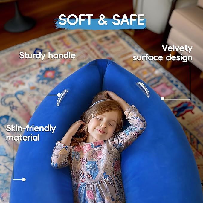 OUTREE Upgraded Sensory Chair for Kids — 60" Sensory Pod Inflatable Peapod for Children, Includes Electric Air Pump,Sensory Toys Giftfor Kids with Autism,Blue