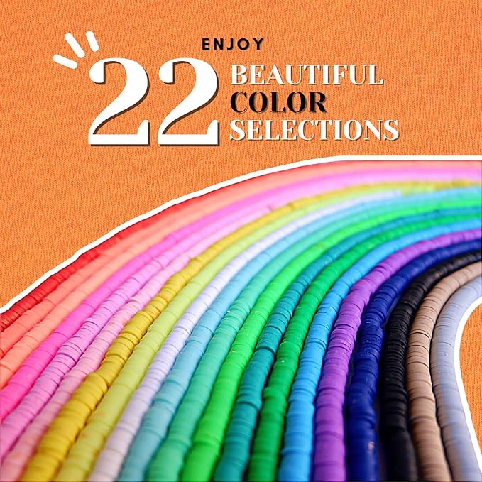 Clay Beads Jewelry Making Kit 10,500PCS - Complete Bracelet Making Kit for Kids with Flat Beads, Polymer Clay Flat Letter Beads, Preppy Bracelet Kit for DIY Heishi Bead Kit