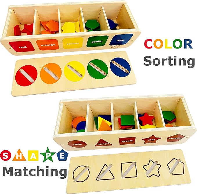 Dailyfunn Montessori Toys Color&Shape Sorting Learning Matching Box for Baby Toddlers 1-3 Year Old