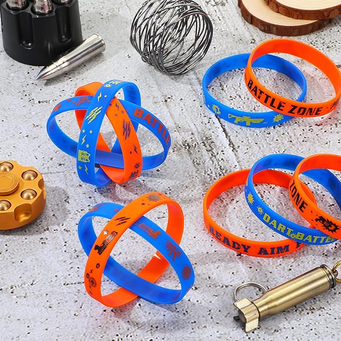 36 pcs Dart Battle Party Favor Dart Gun Themed Birthday Party Silicone Rubber Bracelet Wristbands Wars Gun Birthday Party Favor